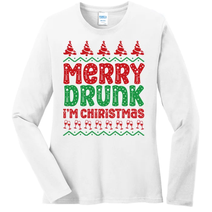 Funny Merry Drunk IM Christmas Ladies Long Sleeve Shirt