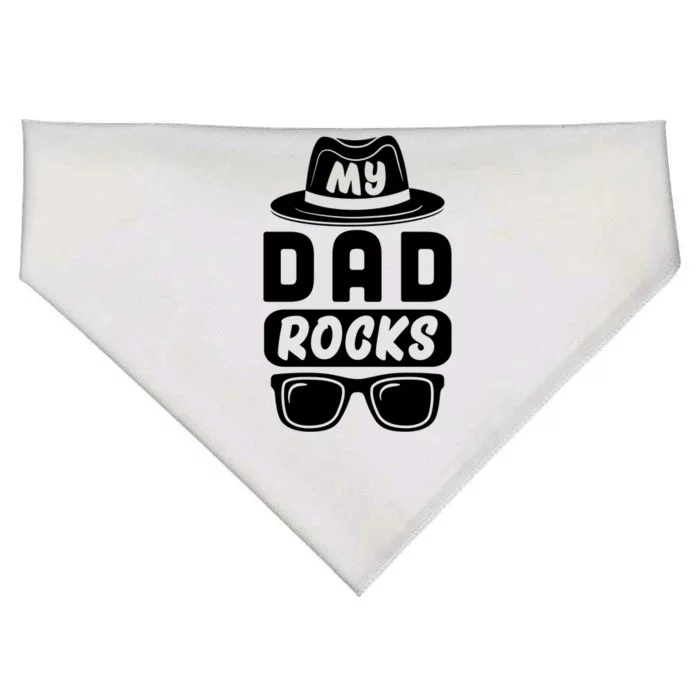 Funny My Dad Rocks Family Matching Dad Birthday Fathers Day Gift USA-Made Doggie Bandana