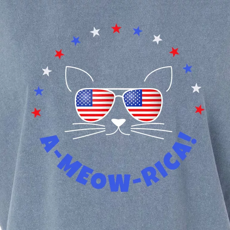 Funny Memorial Day July 4th Cat Ameowrica Day Gift Garment-Dyed Women's Muscle Tee