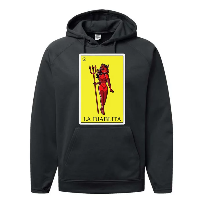 Funny Mexican Design La Diablita Performance Fleece Hoodie