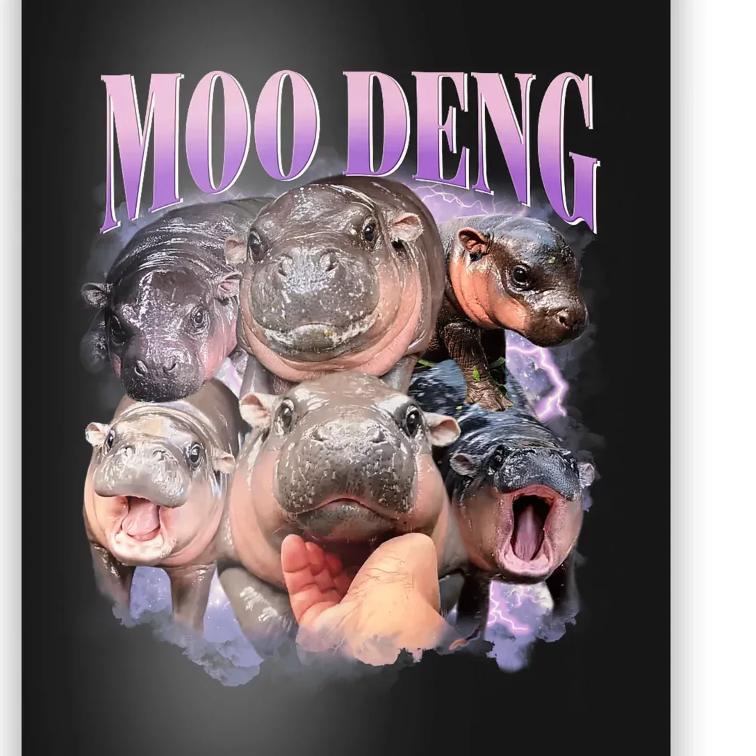 Funny Moo Deng Baby Pygmy Hippo Cute Zoo For Family Poster