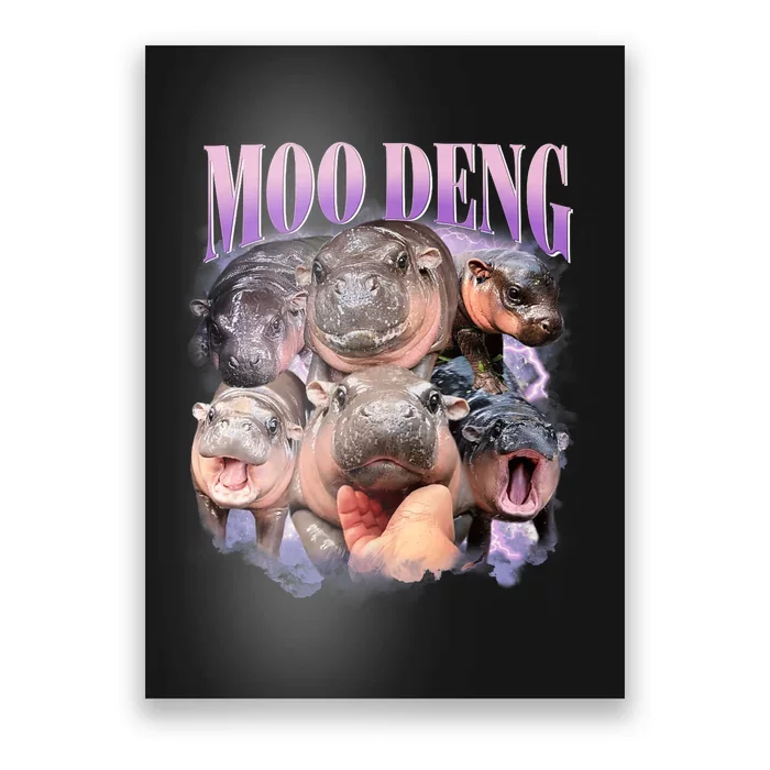 Funny Moo Deng Baby Pygmy Hippo Cute Zoo For Family Poster