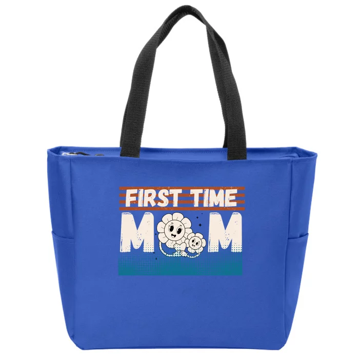 First MotherS Day New Mom Firsttime Mom Blooming Flower Funny Gift Zip Tote Bag