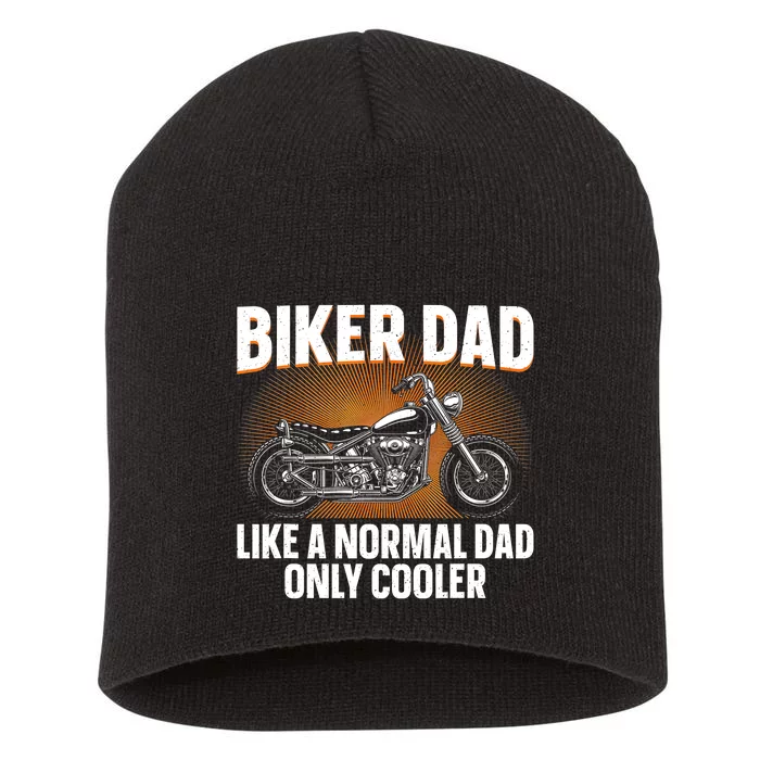 Funny Motorcycle Dad Design For Grandpa Motorbike Rider Short Acrylic Beanie