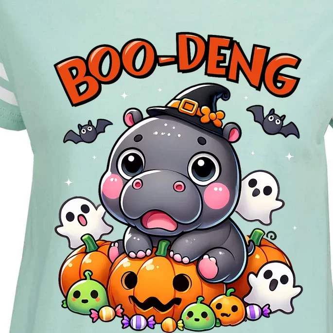 Funny Moo Deng Baby Pygmy Hippo Bouncy Pig In Thai Halloween Enza Ladies Jersey Football T-Shirt