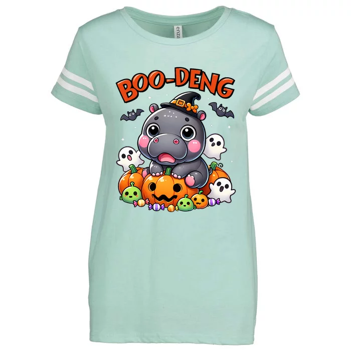 Funny Moo Deng Baby Pygmy Hippo Bouncy Pig In Thai Halloween Enza Ladies Jersey Football T-Shirt