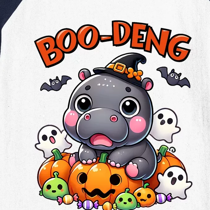 Funny Moo Deng Baby Pygmy Hippo Bouncy Pig In Thai Halloween Baseball Sleeve Shirt