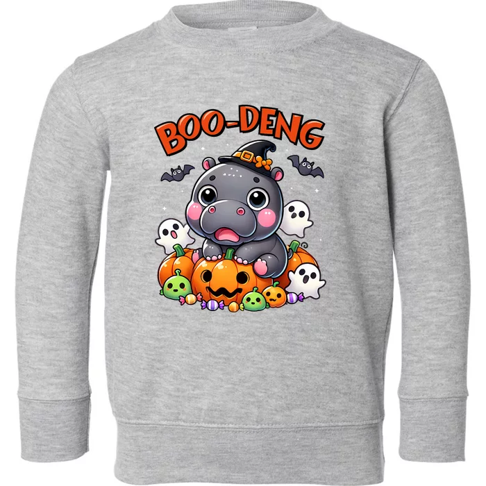 Funny Moo Deng Baby Pygmy Hippo Bouncy Pig In Thai Halloween Toddler Sweatshirt