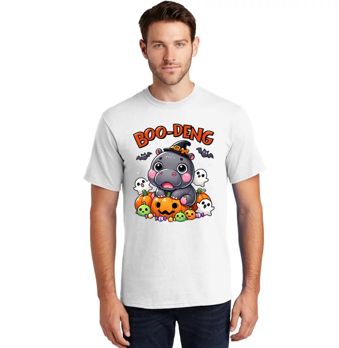 Funny Moo Deng Baby Pygmy Hippo Bouncy Pig In Thai Halloween Tall T-Shirt