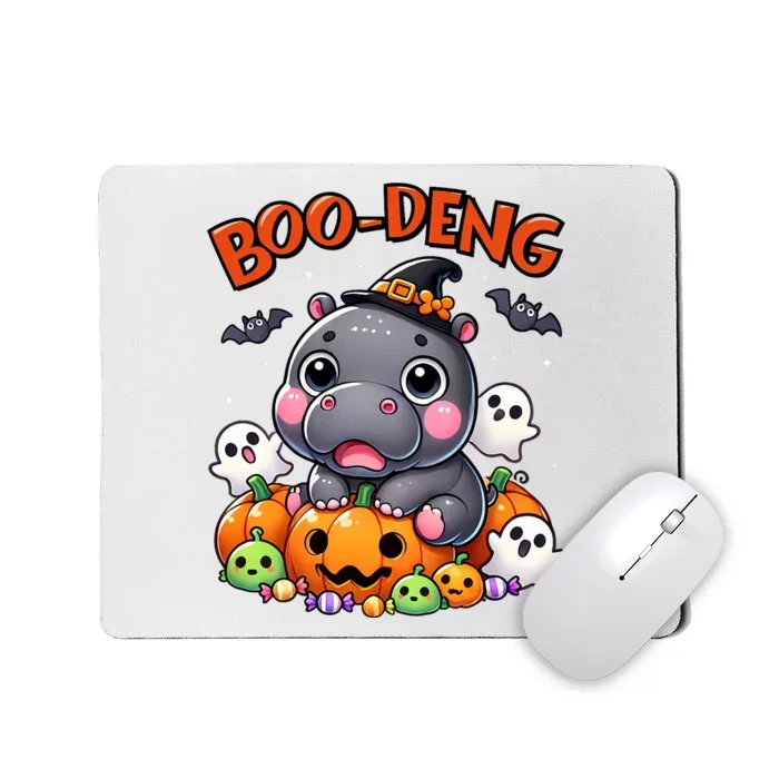 Funny Moo Deng Baby Pygmy Hippo Bouncy Pig In Thai Halloween Mousepad