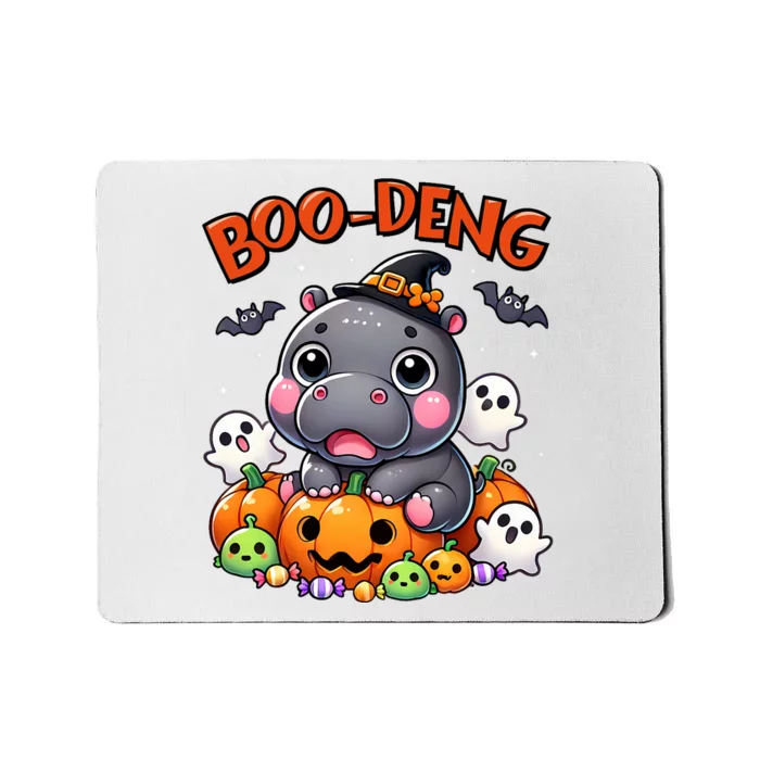 Funny Moo Deng Baby Pygmy Hippo Bouncy Pig In Thai Halloween Mousepad