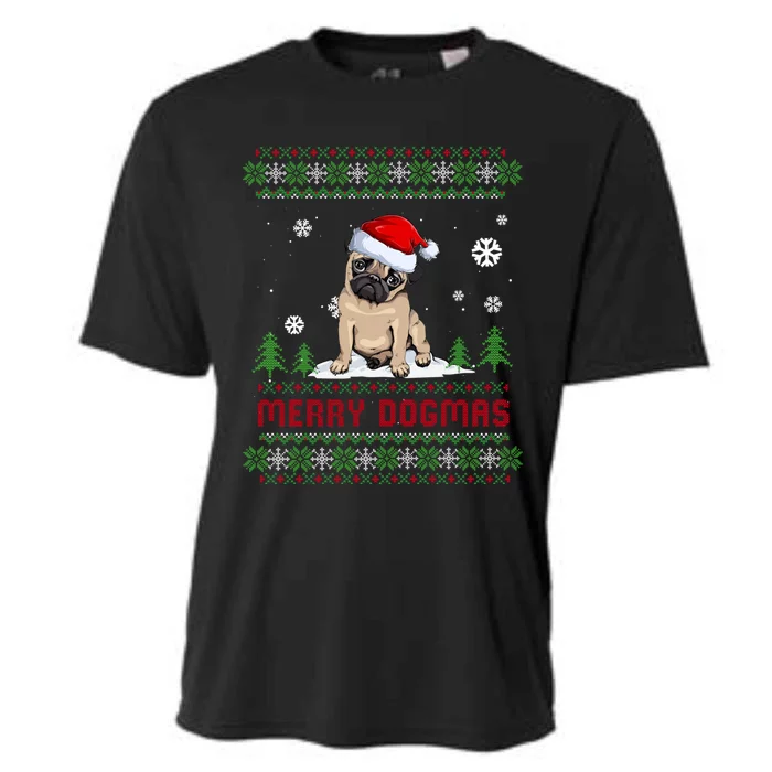 Funny Merry Dogmas Frenchie Santa Hat Ugly Christmas Sweater Gift Cooling Performance Crew T-Shirt