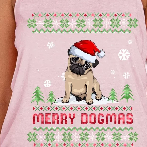 Funny Merry Dogmas Frenchie Santa Hat Ugly Christmas Sweater Gift Women's Knotted Racerback Tank