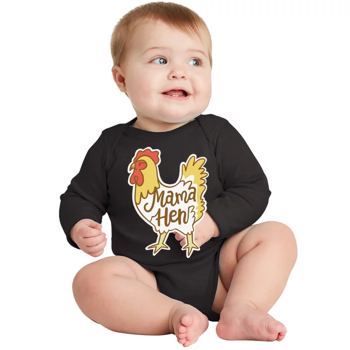 Funny Mother's Day Mama Hen Chicken Mom Farm Baby Long Sleeve Bodysuit