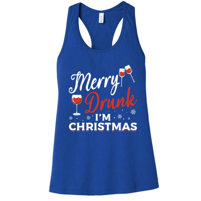 Funny Merry Drunk IM Christmas Merry IM Drunk Christmas Funny Gift Women's Racerback Tank