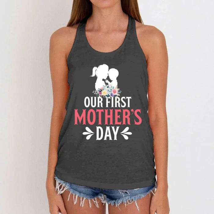 First MotherS Day Celebration Graphic Women's Knotted Racerback Tank