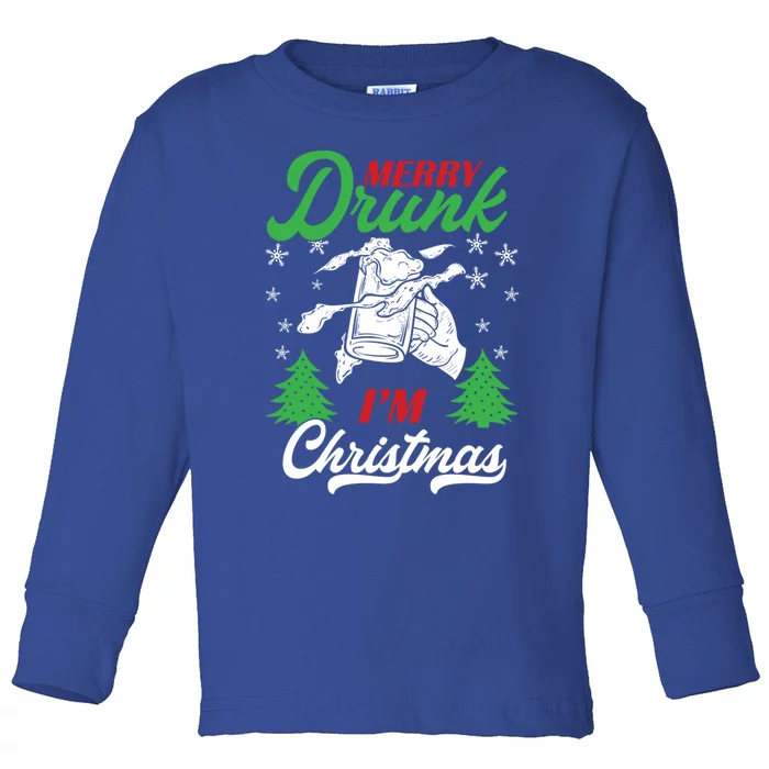 Funny Merry Drunk IM Christmas New Year Party Gift Toddler Long Sleeve Shirt