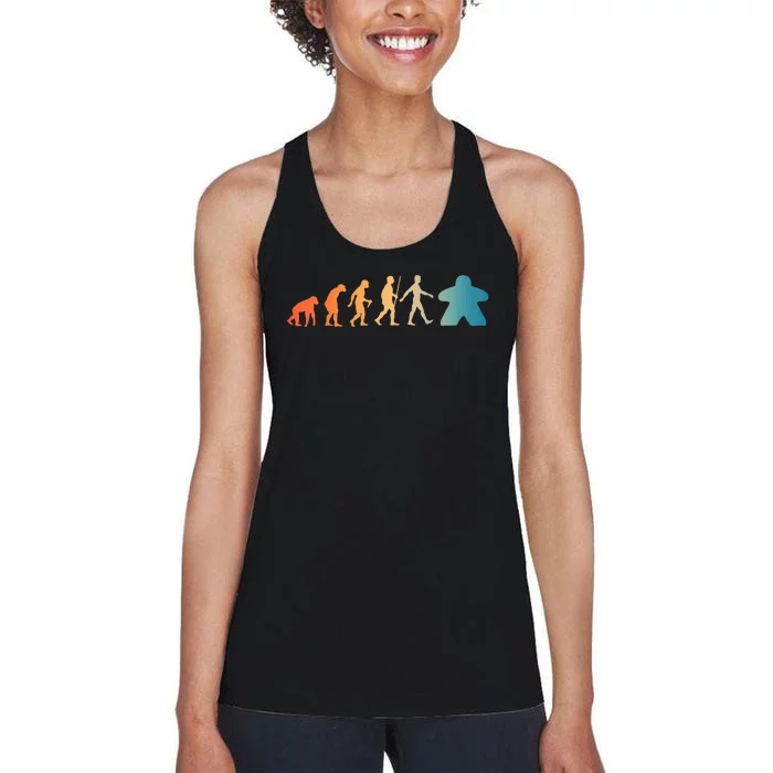 Funny Meeple Design For Women Meeple Evolution Lovers Women's Racerback Tank