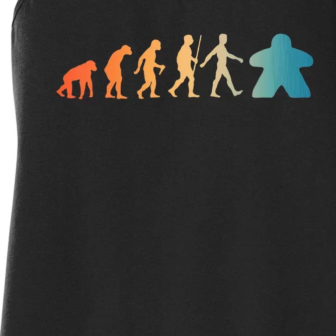 Funny Meeple Design For Women Meeple Evolution Lovers Women's Racerback Tank