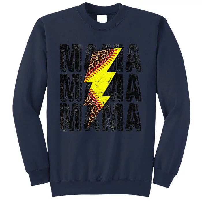 Funny Mothers Day Softball Leopard Thunderstorm Grandma Mama Sweatshirt