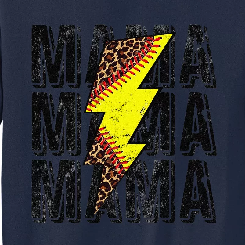 Funny Mothers Day Softball Leopard Thunderstorm Grandma Mama Tall Sweatshirt