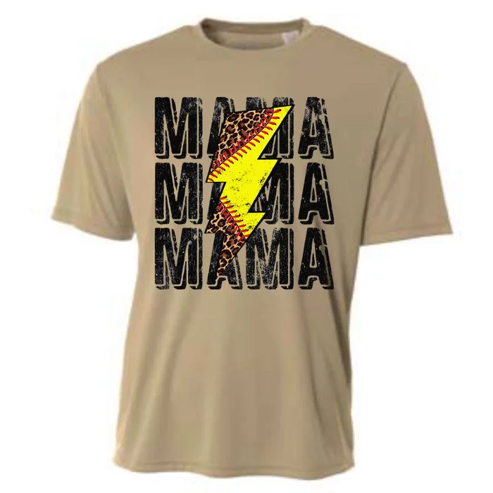 Funny Mothers Day Softball Leopard Thunderstorm Grandma Mama Cooling Performance Crew T-Shirt