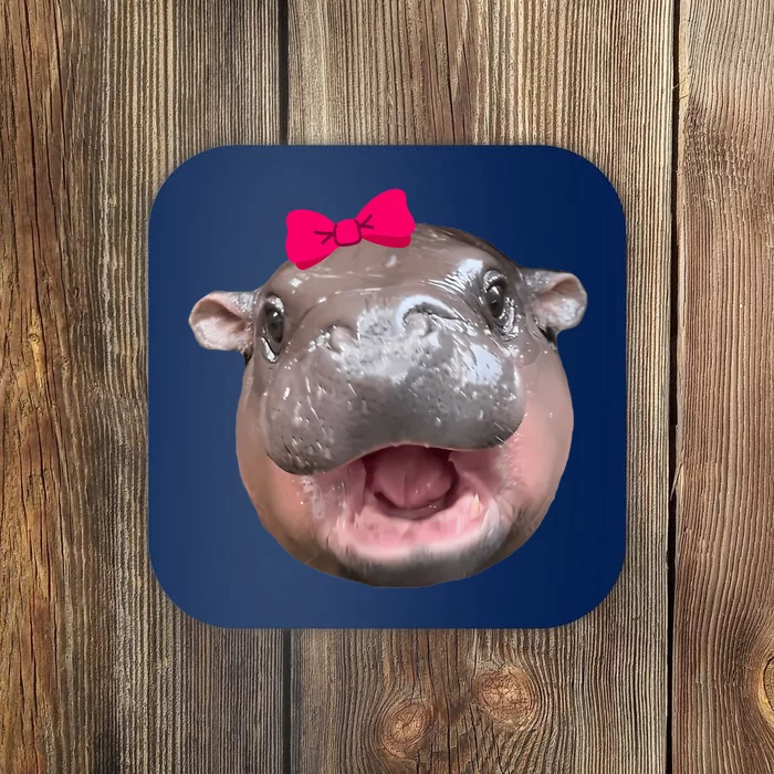 Funny Moo Deng Hippo Cute Baby Pygmy Coquette Coaster