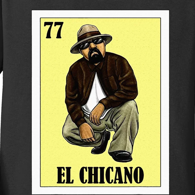 Funny Mexican Design For Chicanos El Chicano Kids Long Sleeve Shirt