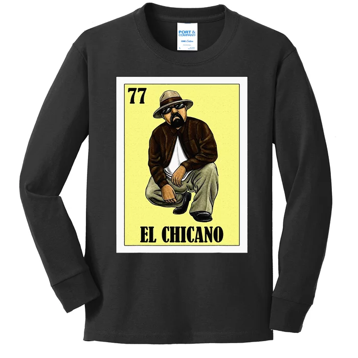 Funny Mexican Design For Chicanos El Chicano Kids Long Sleeve Shirt