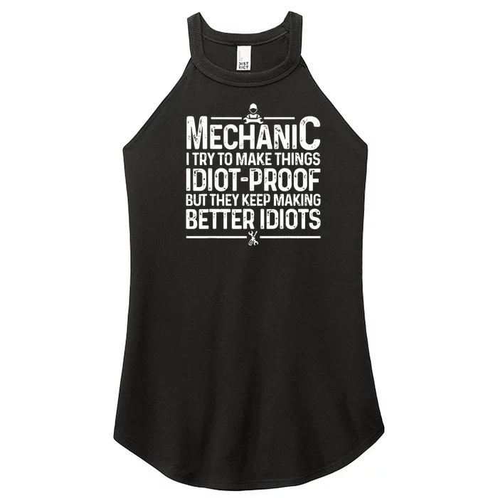 Funny Mechanic Design For Men Dad Car Garage Auto Mechanics Women’s Perfect Tri Rocker Tank