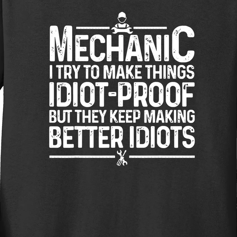 Funny Mechanic Design For Men Dad Car Garage Auto Mechanics Kids Long Sleeve Shirt