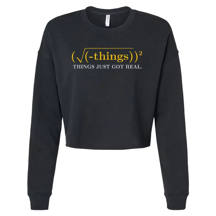 Funny Math Equation Things Just Got Real Funny Saying Cropped Pullover Crew