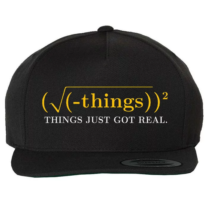 Funny Math Equation Things Just Got Real Funny Saying Wool Snapback Cap