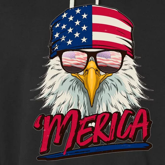 Funny Merica Eagle USA American Flag Garment-Dyed Fleece Hoodie