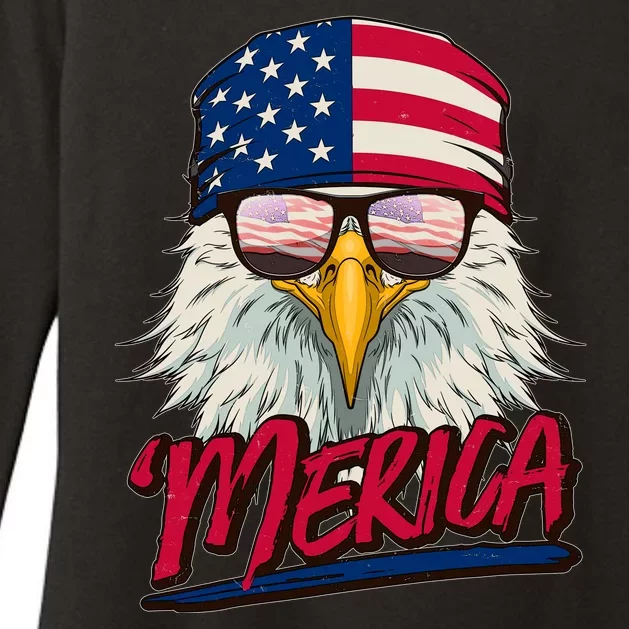 Funny Merica Eagle USA American Flag Womens CVC Long Sleeve Shirt