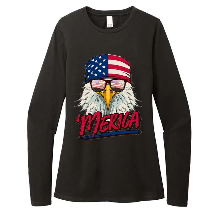 Funny Merica Eagle USA American Flag Womens CVC Long Sleeve Shirt