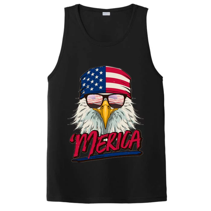 Funny Merica Eagle USA American Flag Performance Tank