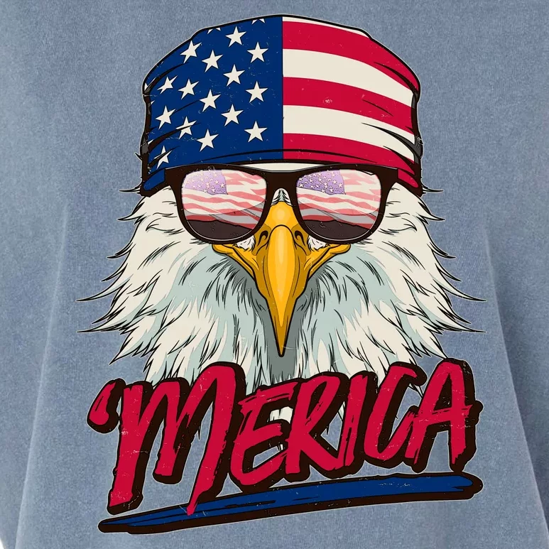 Funny Merica Eagle USA American Flag Garment-Dyed Women's Muscle Tee