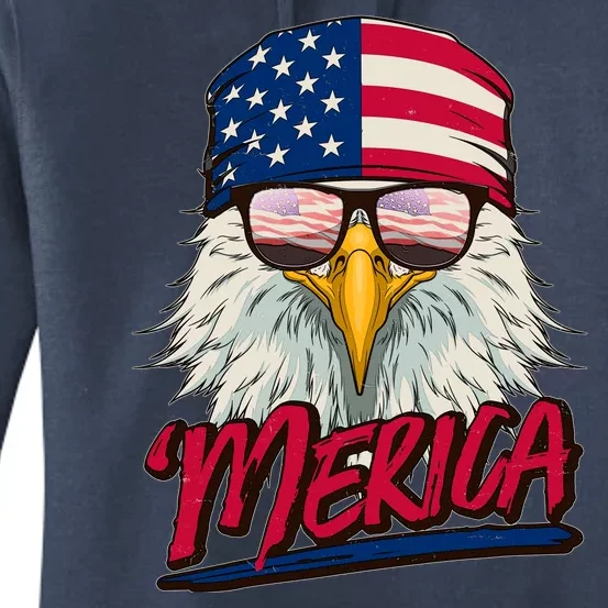 Funny Merica Eagle USA American Flag Women's Pullover Hoodie