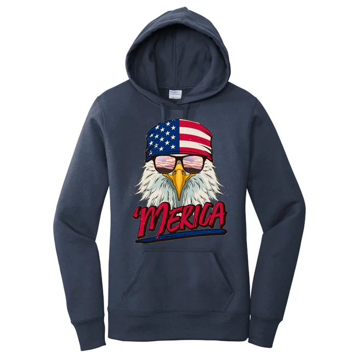 Funny Merica Eagle USA American Flag Women's Pullover Hoodie