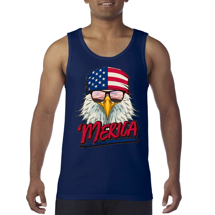 Funny Merica Eagle USA American Flag Tank Top