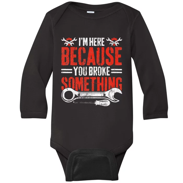 Funny Mechanic Engineer Art For Dad Husband Grandpa Gift Baby Long Sleeve Bodysuit