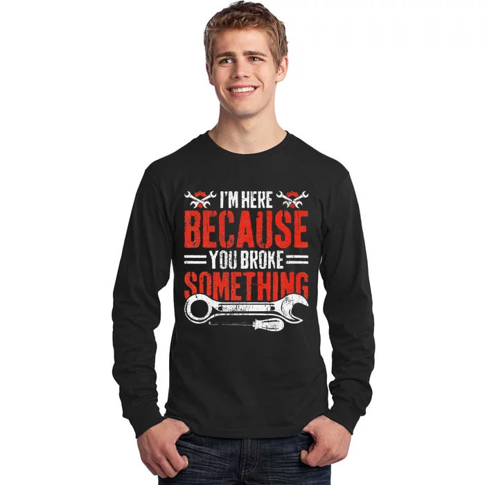 Funny Mechanic Engineer Art For Dad Husband Grandpa Gift Tall Long Sleeve T-Shirt