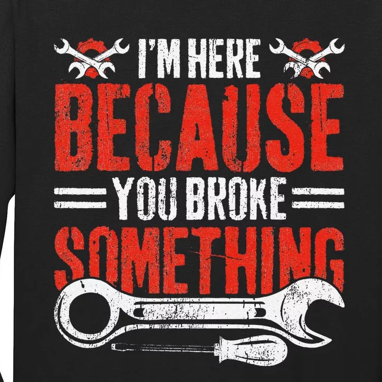 Funny Mechanic Engineer Art For Dad Husband Grandpa Gift Tall Long Sleeve T-Shirt