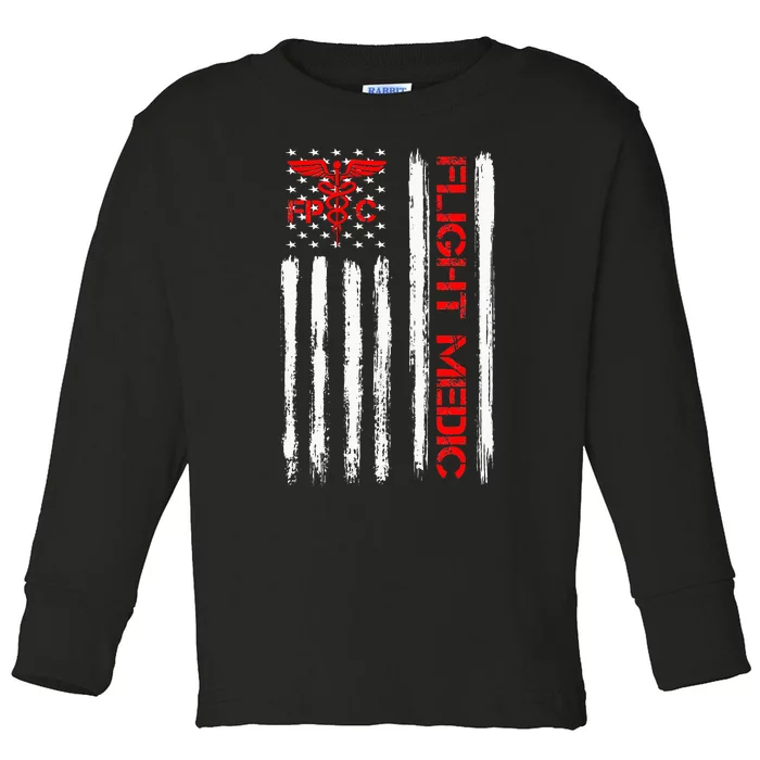 Flight Medic EMS EMT Nurse Paramedic US American Flag Gift Toddler Long Sleeve Shirt