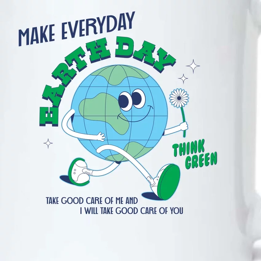 Funny Make Everyday Earth Day Think Green Cartoon Earth Black Color Changing Mug