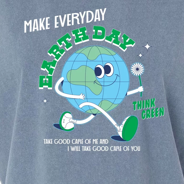 Funny Make Everyday Earth Day Think Green Cartoon Earth Garment-Dyed Women's Muscle Tee