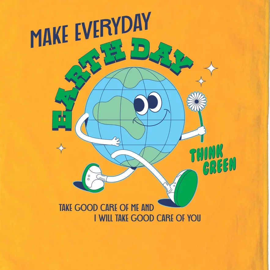 Funny Make Everyday Earth Day Think Green Cartoon Earth Platinum Collection Golf Towel