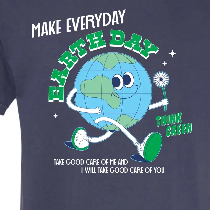 Funny Make Everyday Earth Day Think Green Cartoon Earth Garment-Dyed Heavyweight T-Shirt