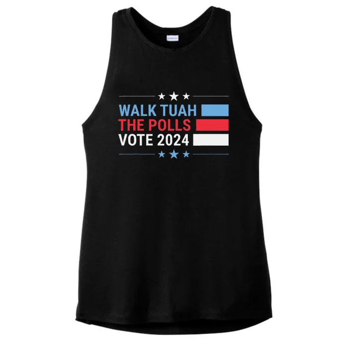 Funny Mme Election Vote 2024 Walk Tuah The Polls Ladies Tri-Blend Wicking Tank